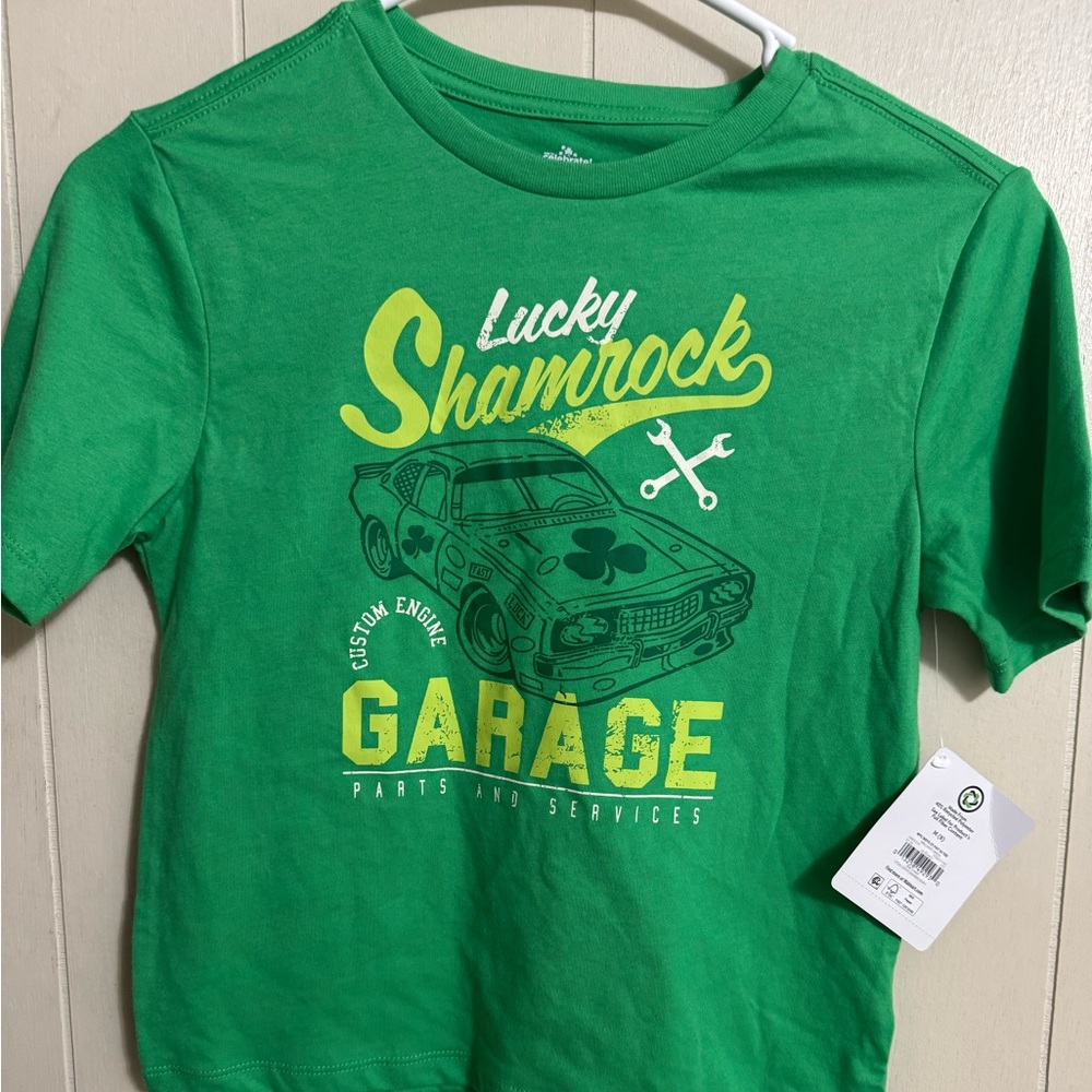 Lucky Shamrock Garage Green Short Sleeve Tee